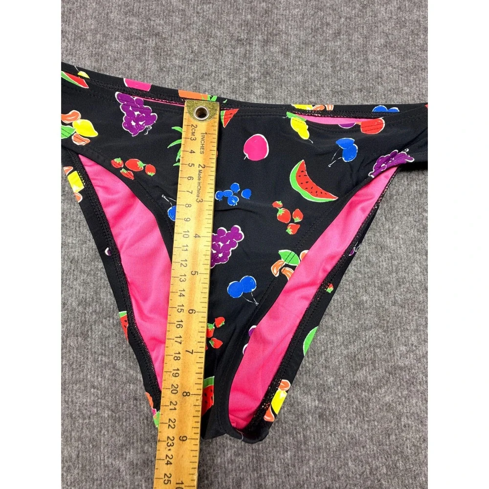 Kate Spade Black Fruit Print Bandeau Bikini Set Neon Two Piece Swimsuit NWT
